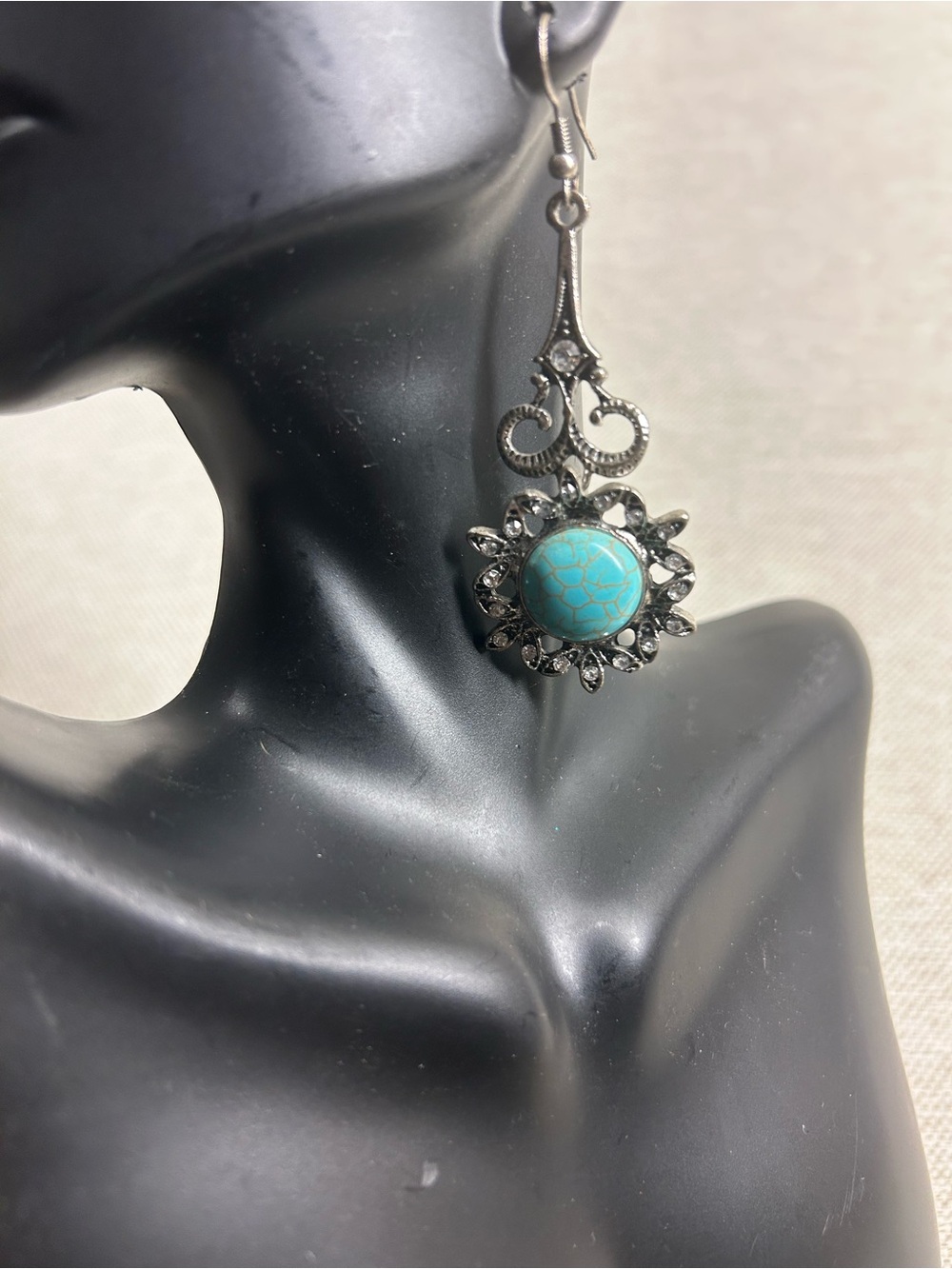 Turquoise Sunburst Drop Earrings - Silver Tone (NO SILVER) FANTASY